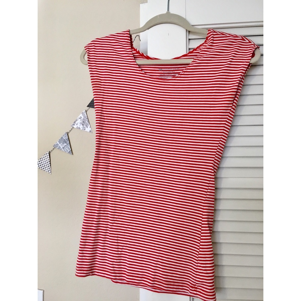 Women’s Cap Sleeve Red Striped Tee